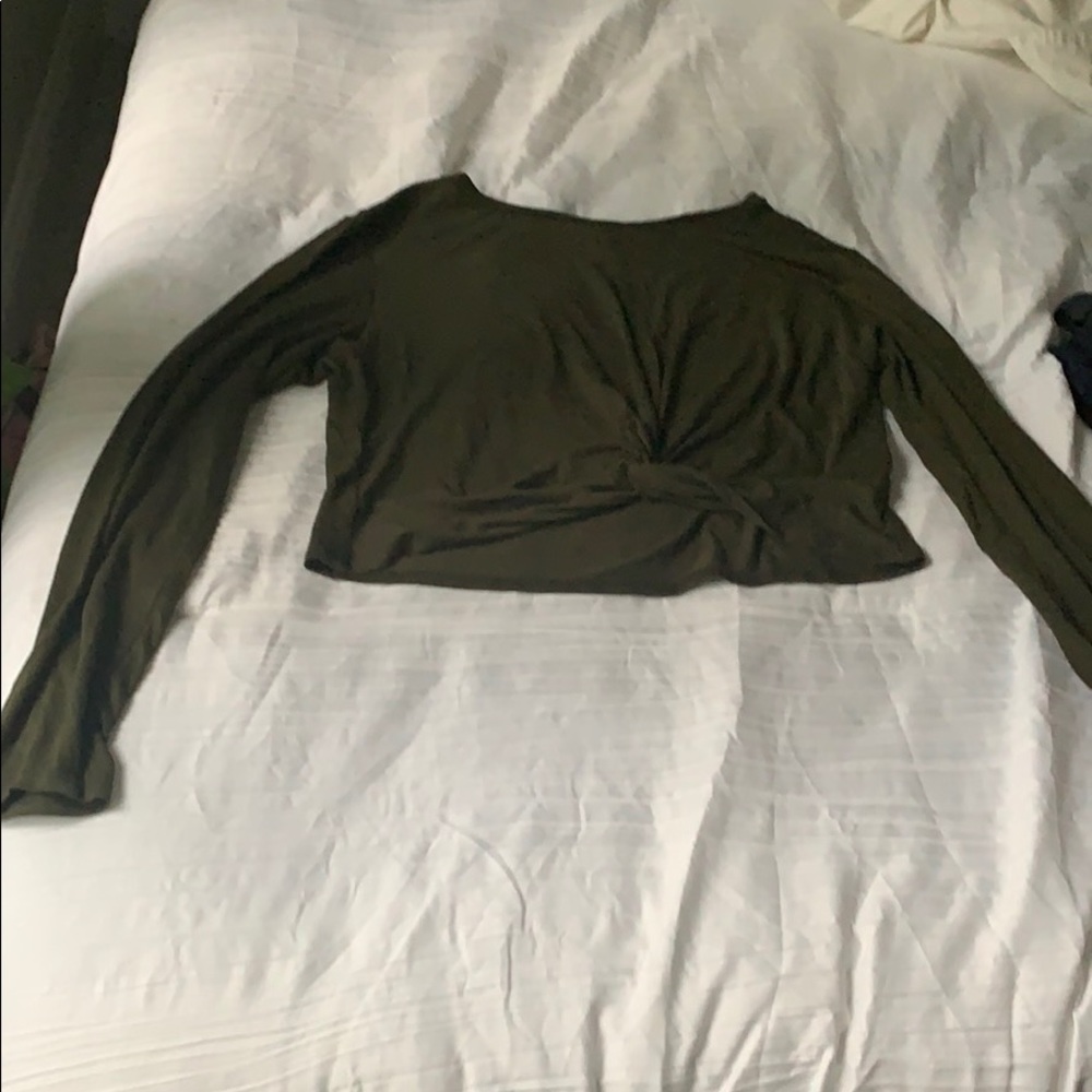 army green cropped top